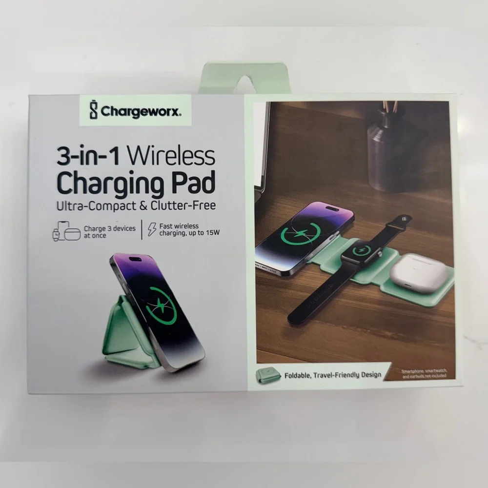 Chargeworx 3-in-1 Wireless Charging Pad - Phone, Watch & Airpod charger